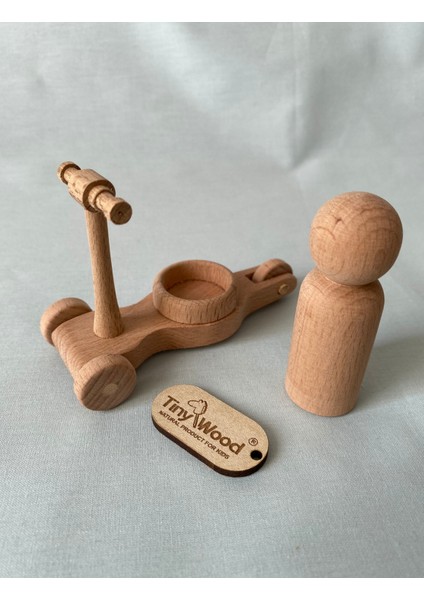 Ahşap Scooter ve Peg Bebek Seti | Doğal Ahşap El Yapımı Oyuncak fiyatları