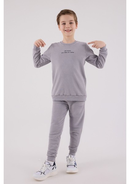 Erkek Çocuk Gri Eşofman Takımı modelleri
