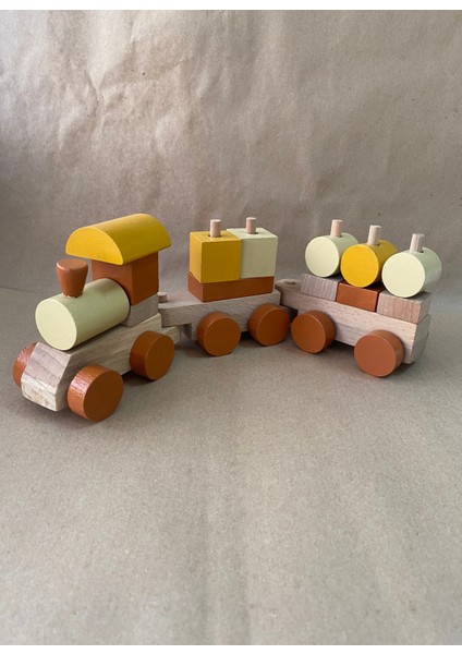 Ahşap Bloklu Eğitici Bul-Tak Tren Oyuncak Seti