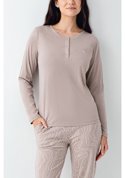 Kadın Kahverengi Pijama Takımı modelleri