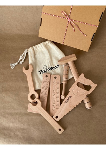 Isme Özel Ahşap Oyuncak Tamir Seti – Doğal Masif Ahşap Montessori Oyuncak fiyatları
