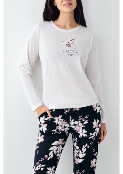 Kadın Beyaz Pijama Takımı modelleri