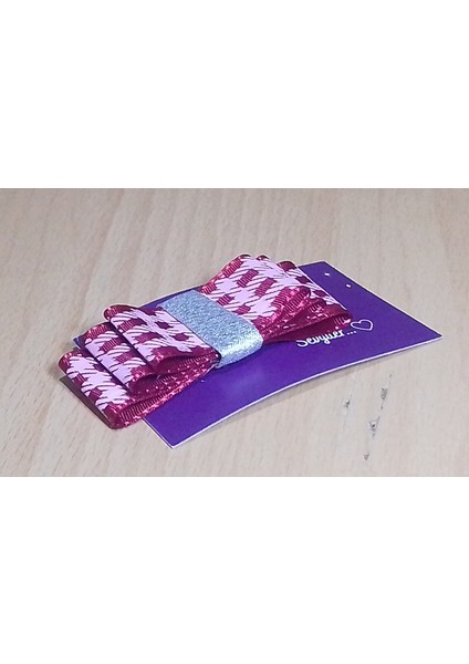 Kız Çocuk Saç Tokası - Kazayağı Desenli Fiyonk Şipşak (Bordo & Pembe) fiyatları