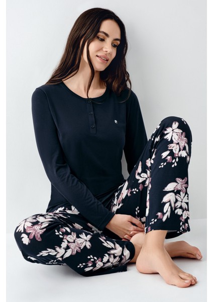 Kadın Lacivert Pijama Takımı