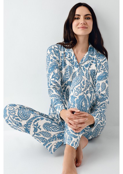 Kadın Krem Pijama Takımı