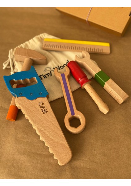 Isme Özel Renkli Ahşap Oyuncak Tamir Seti – Doğal Masif Montessori Oyuncak modelleri
