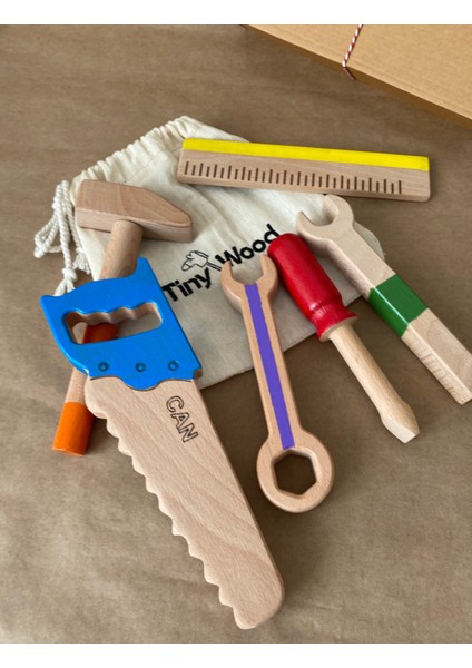 Isme Özel Renkli Ahşap Oyuncak Tamir Seti – Doğal Masif Montessori Oyuncak fırsatları