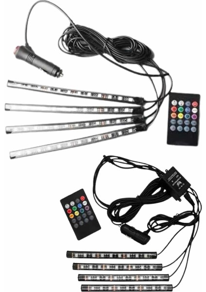 12'Lİ Şerit Led Işık RGB Sese ve Müziğe Duyarlı Araç İçi Ayak Altı fiyatları