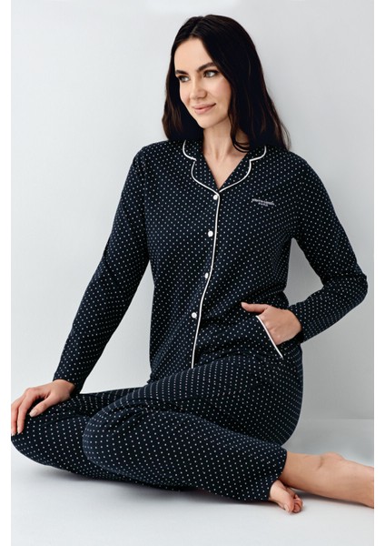 Kadın Lacivert Gömlek Pijama