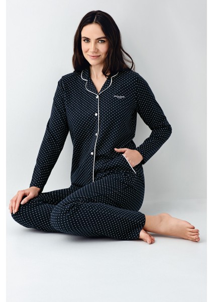 Kadın Lacivert Gömlek Pijama modelleri