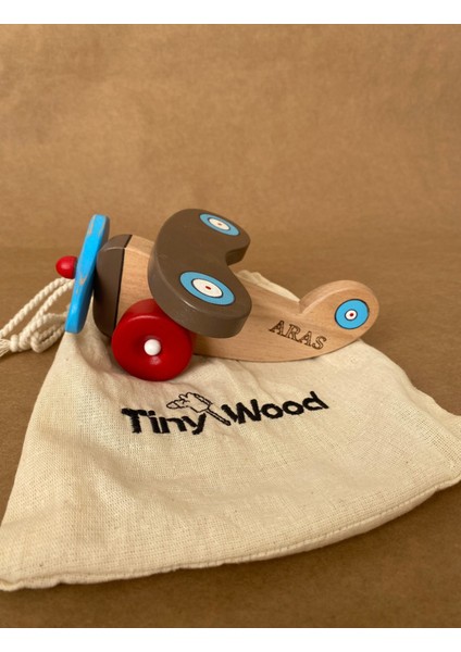 Isme Özel Ahşap Oyuncak Uçak | Doğal Kayın Ağacından El Yapımı Montessori