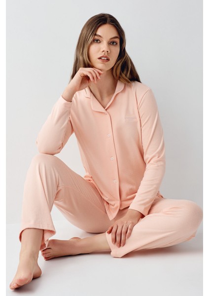 Kadın Turuncu Gömlek Pijama
