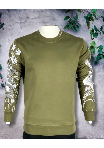 Unisex Erkek/kadın Yüksek Kalite Kol Baskılı Pamuklu Sıfır Yaka Sweatshirt indirimleri