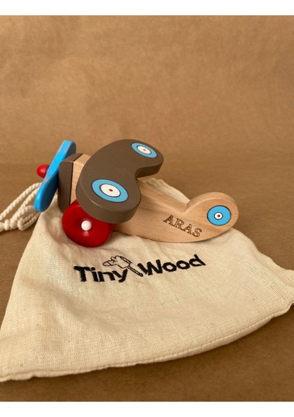 Isme Özel Ahşap Oyuncak Uçak | Doğal Kayın Ağacından El Yapımı Montessori modelleri