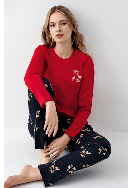 Kadın Kırmızı Pijama Takımı