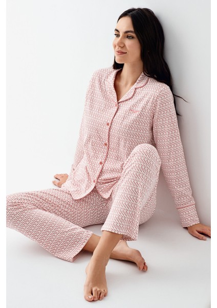 Kadın Pembe Gömlek Pijama