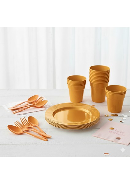 Parti Takımı Plastik Mika Set (- Bardak 25 Adet ,Çatal 25 Adet ,Tabak 6 Adet ,Kaşık 25 Adet-)