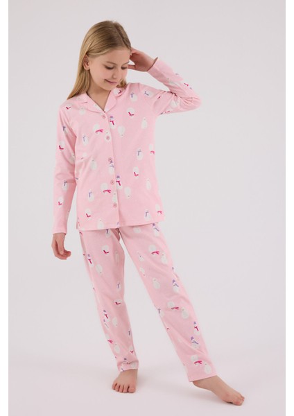 Kız Çocuk Pembe Gömlek Pijama Takımı modelleri