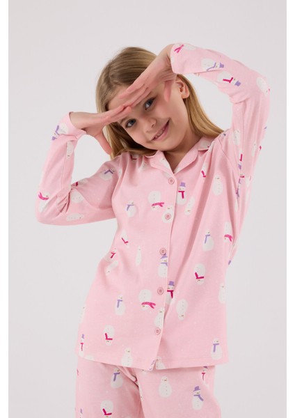 Kız Çocuk Pembe Gömlek Pijama Takımı fırsatları