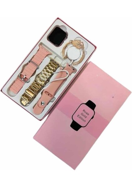 Akıllı Saat 3 Kordonlu ve Aksesuarlı Bayanlar Için Şık Rose Renk