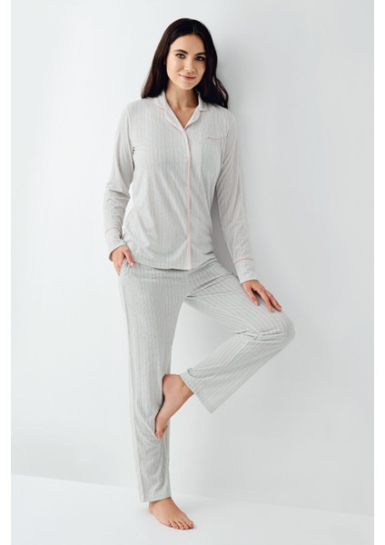 Kadın Yeşil Gömlek Pijama