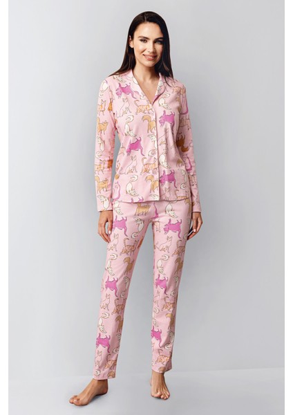 Kadın Pembe Gömlek Pijama modelleri
