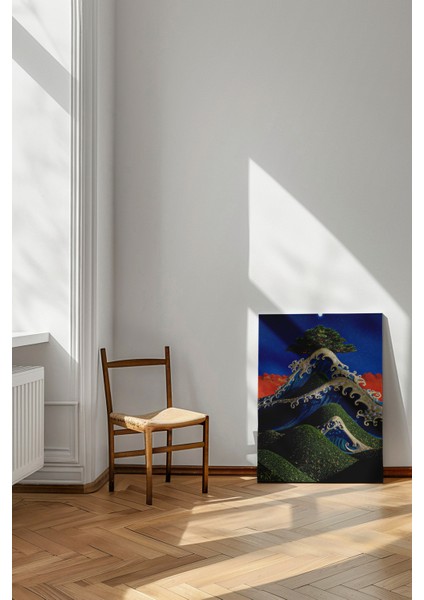 Fuji Dalgaları - Kanvas Tablo - Mavi Yeşil Dalgalı Dağ Fantastik Duvar Dekoru modelleri