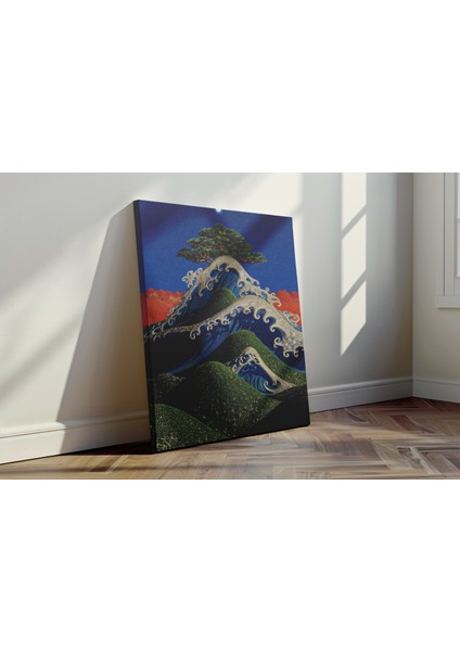 Fuji Dalgaları - Kanvas Tablo - Mavi Yeşil Dalgalı Dağ Fantastik Duvar Dekoru fırsatları