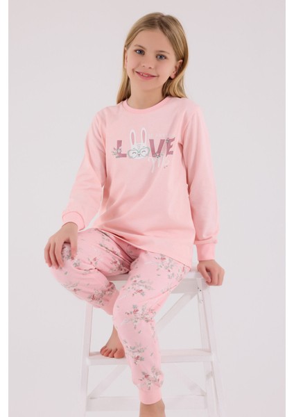 Kız Çocuk Pembe Pijama Takımı