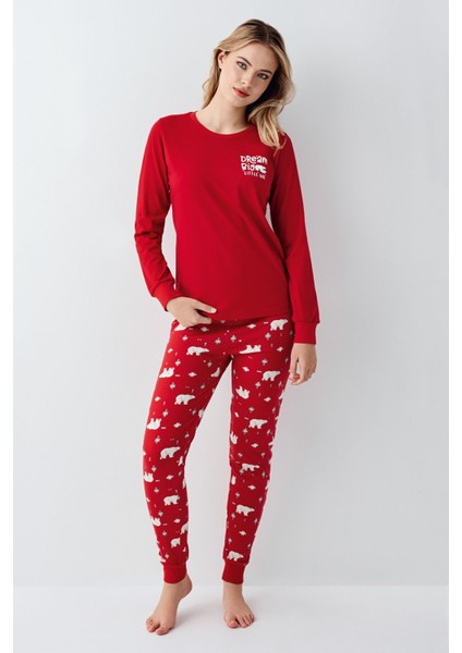 Kadın Kırmızı Pijama Takımı