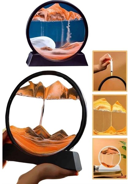 Kum Saati Yuvarlak Şık Kum Tablosu Dekoratif Kum Sulu Kum Saati