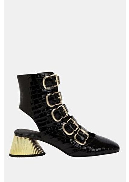 The Hollow Kadın Siyah Croco Topuklu Tasarım Bot