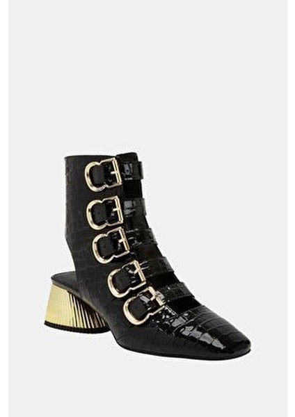 The Hollow Kadın Siyah Croco Topuklu Tasarım Bot