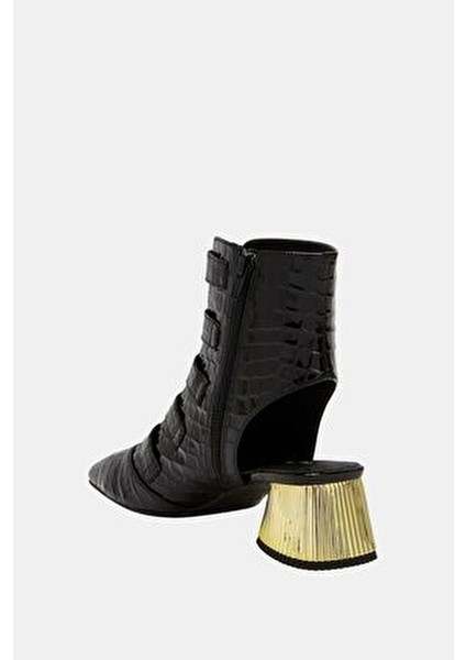 The Hollow Kadın Siyah Croco Topuklu Tasarım Bot