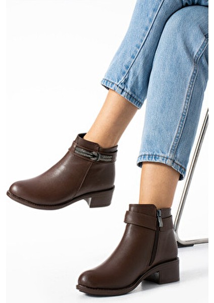 Kadın Fermuarlı Yandan Burgu Taş Detaylı Cilt Günlük Bot Çizme Ayakkabı fırsatları