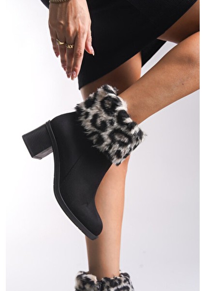 Rielradh Kadın Kürk Detaylı Topuklu Bot 0012501