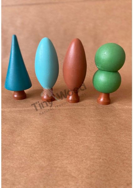 Ahşap Waldorf Orman Seti - 4'lü Ağaç Seti Ahşap Eğitsel Oyuncak