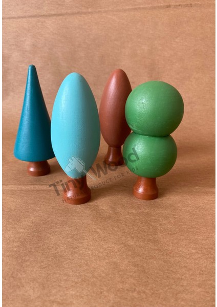 Ahşap Waldorf Orman Seti - 4'lü Ağaç Seti Ahşap Eğitsel Oyuncak modelleri