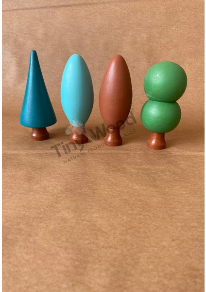 Ahşap Waldorf Orman Seti - 4'lü Ağaç Seti Ahşap Eğitsel Oyuncak indirimleri