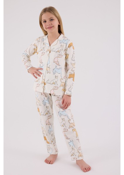 Kız Çocuk Beyaz Gömlek Pijama Takımı modelleri