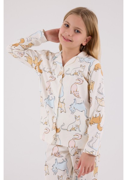 Kız Çocuk Beyaz Gömlek Pijama Takımı fırsatları