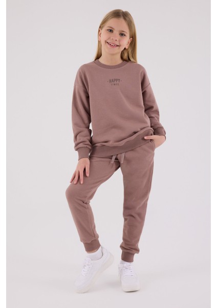 Kız Çocuk Kahverengi Eşofman Takımı