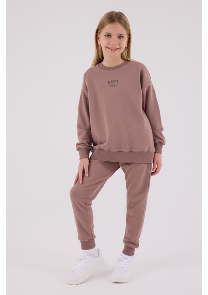 Kız Çocuk Kahverengi Eşofman Takımı modelleri