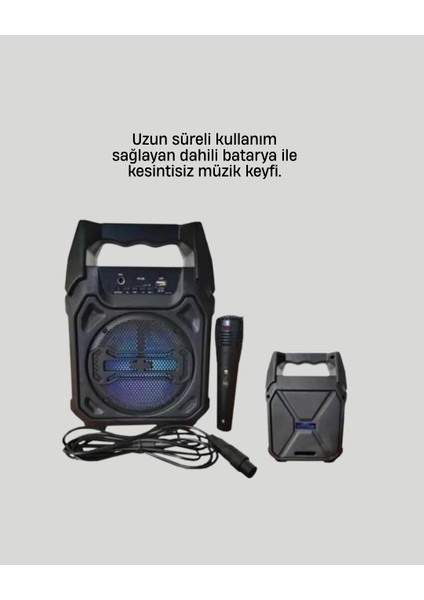 Taşınabilir 6.5” Bluetooth Hoparlör USB TF Kart Mikrofonlu Şarjlı Sistem