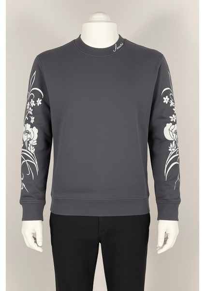 Unisex Erkek/kadın Yüksek Kalite Kol Baskılı Pamuklu Sıfır Yaka Sweatshirt modelleri