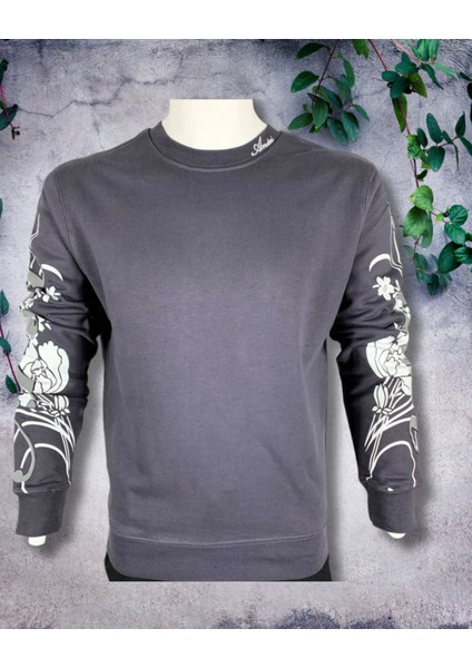 Unisex Erkek/kadın Yüksek Kalite Kol Baskılı Pamuklu Sıfır Yaka Sweatshirt fırsatları