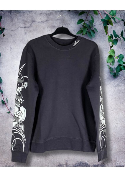 Unisex Erkek/kadın Yüksek Kalite Kol Baskılı Pamuklu Sıfır Yaka Sweatshirt indirimleri