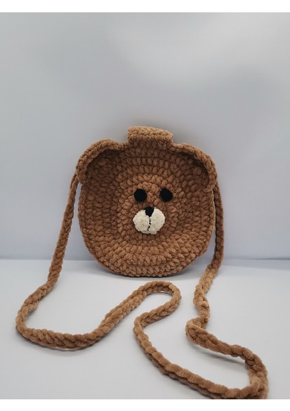 Çocuk Çantası Sevimli Ayıcık El Yapımı Örme Kadife Ip