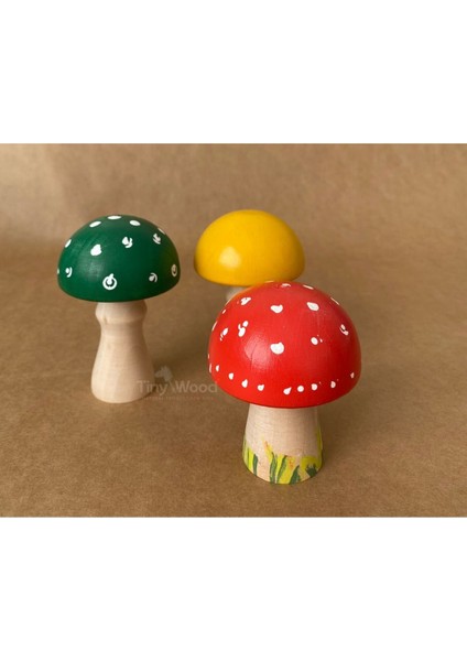Waldorf Doğal Ahşap Mantar Oyuncak Seti 3 Lü