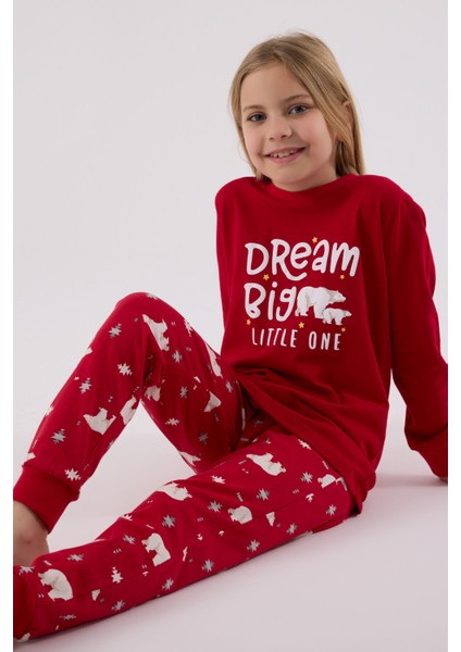 Kız Çocuk Kırmızı Pijama Takımı